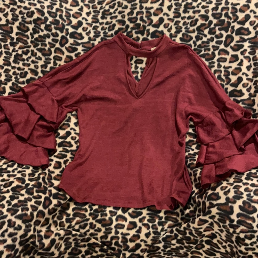 Dark red flared top